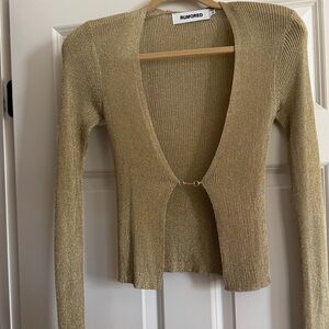 Rumored Metallic Gold Cardigan Sweater Sz M 💛